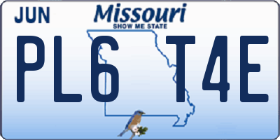 MO license plate PL6T4E