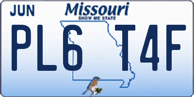 MO license plate PL6T4F