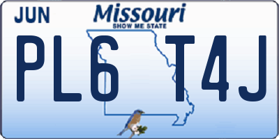 MO license plate PL6T4J