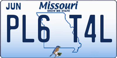 MO license plate PL6T4L