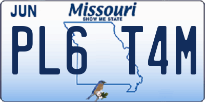 MO license plate PL6T4M