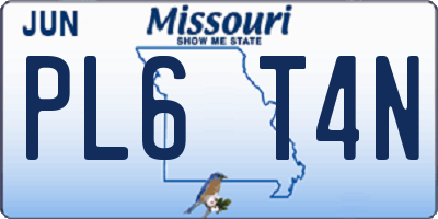 MO license plate PL6T4N