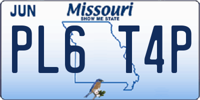 MO license plate PL6T4P