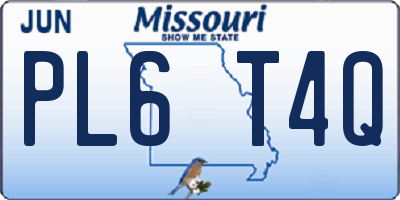 MO license plate PL6T4Q