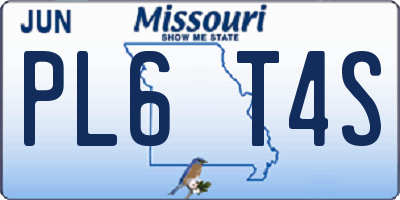 MO license plate PL6T4S