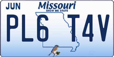 MO license plate PL6T4V