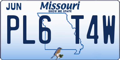 MO license plate PL6T4W