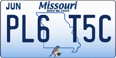 MO license plate PL6T5C