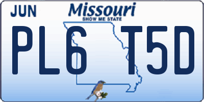 MO license plate PL6T5D
