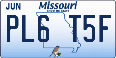 MO license plate PL6T5F