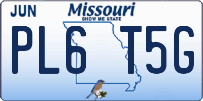 MO license plate PL6T5G