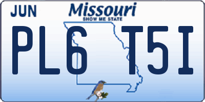 MO license plate PL6T5I