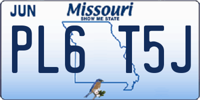 MO license plate PL6T5J