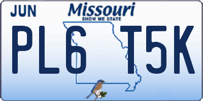 MO license plate PL6T5K