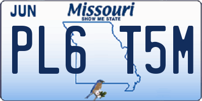 MO license plate PL6T5M