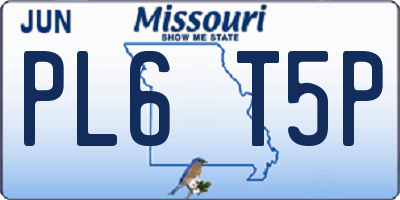 MO license plate PL6T5P
