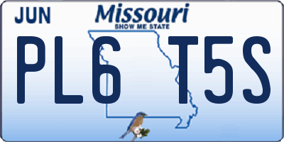 MO license plate PL6T5S