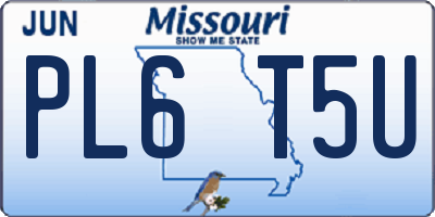 MO license plate PL6T5U