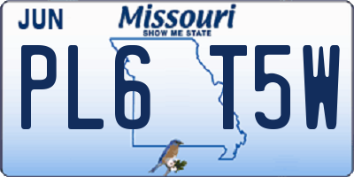 MO license plate PL6T5W