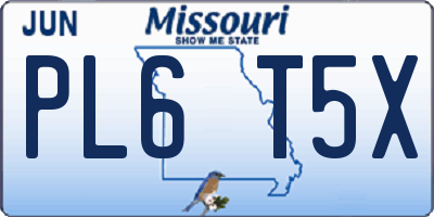 MO license plate PL6T5X