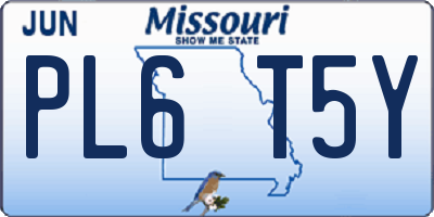 MO license plate PL6T5Y