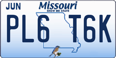 MO license plate PL6T6K