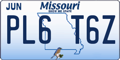 MO license plate PL6T6Z