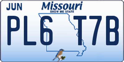 MO license plate PL6T7B