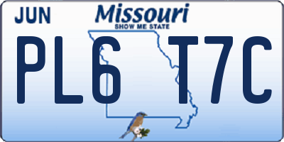 MO license plate PL6T7C