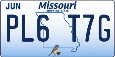 MO license plate PL6T7G