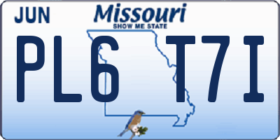 MO license plate PL6T7I