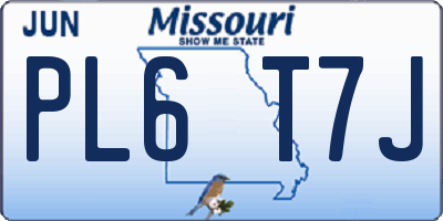 MO license plate PL6T7J