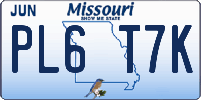 MO license plate PL6T7K
