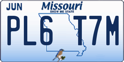MO license plate PL6T7M
