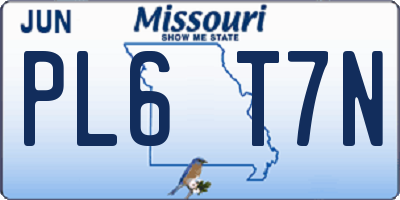 MO license plate PL6T7N