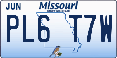 MO license plate PL6T7W