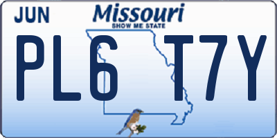 MO license plate PL6T7Y