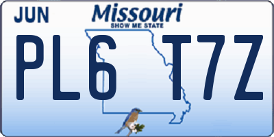 MO license plate PL6T7Z
