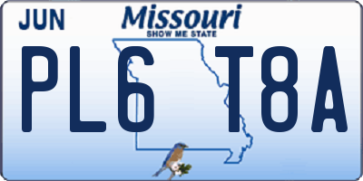 MO license plate PL6T8A