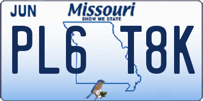 MO license plate PL6T8K