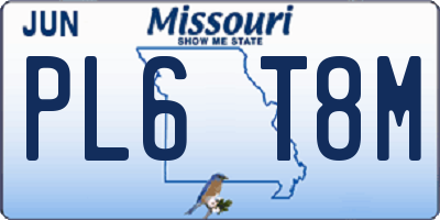 MO license plate PL6T8M