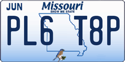 MO license plate PL6T8P