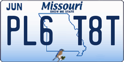 MO license plate PL6T8T