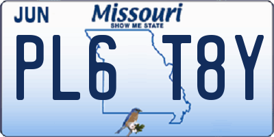 MO license plate PL6T8Y