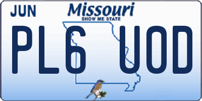 MO license plate PL6U0D