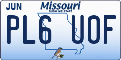 MO license plate PL6U0F