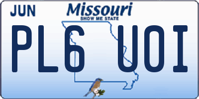 MO license plate PL6U0I