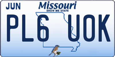 MO license plate PL6U0K