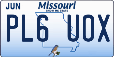 MO license plate PL6U0X