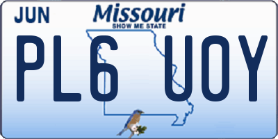 MO license plate PL6U0Y